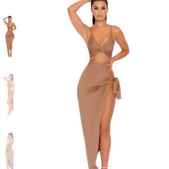 Oh Polly Dresses & Skirts - NWOT Oh Polly tan two-piece skirt and crop top